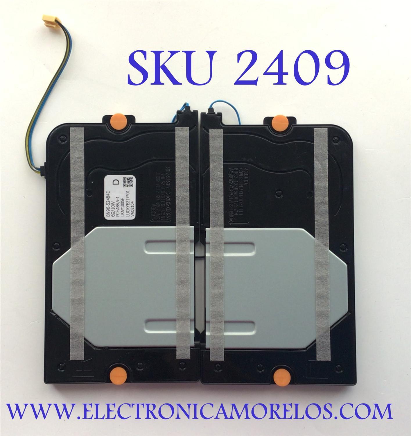 KIT DE BOCINAS (2PZS) SAMSUNG / NUMERO DE PARTE BN96-52484D / 6Ω 10W / PC+ABS,V-1 / LKAY1005F / LUCKYE217401 / VAQ2104 / BN9652484D / 52484D / NUMERO DE PANEL CY-QB050HGEV1H / MODELO QN50Q60BAFXZA XA03